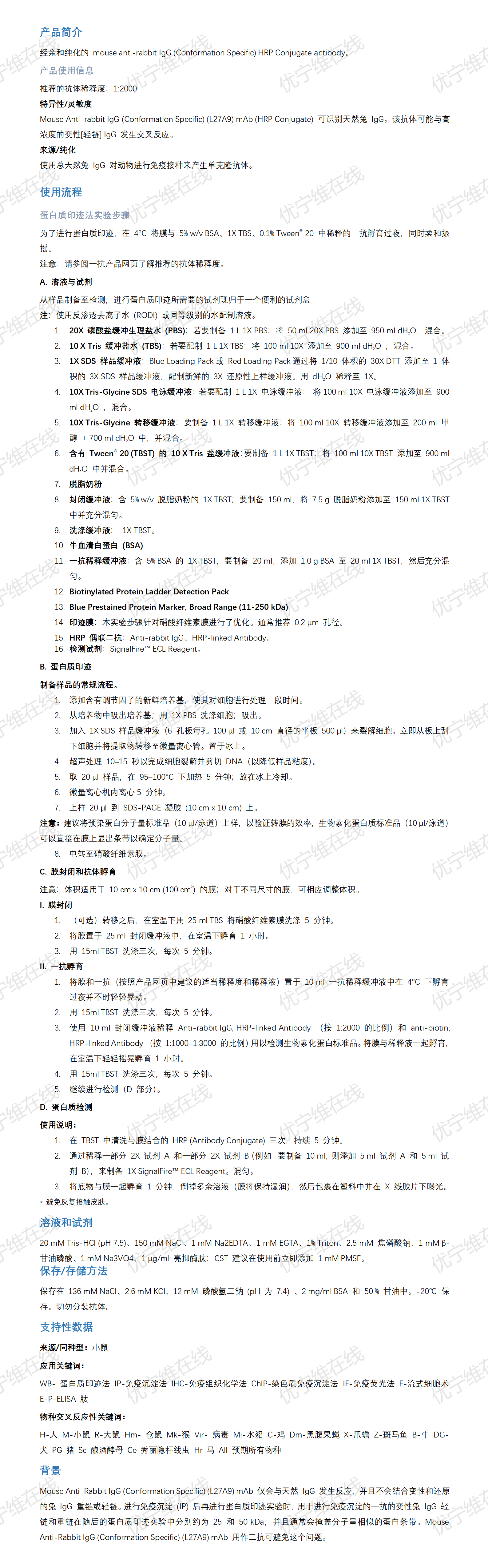 CST_Mouse Anti-rabbit IgG (Conformation Specific) (L27A9) MAb (HRP ...