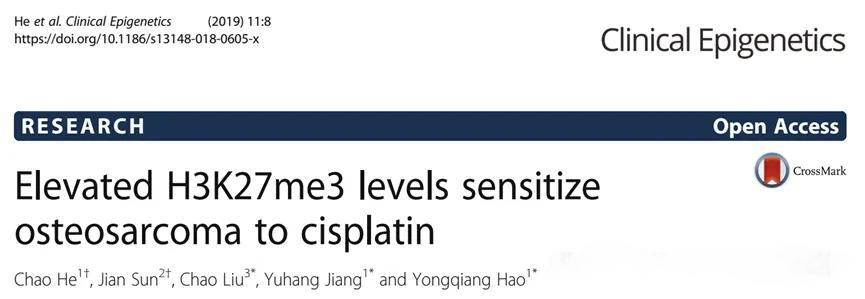 Elevated H3K27me3 levels sensitize osteosarcoma to cisplatin