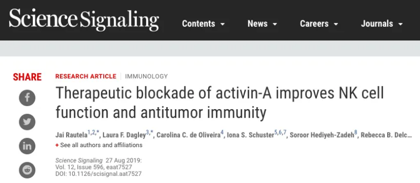 靶向Activin-A能否释放NK细胞的抗癌潜能？