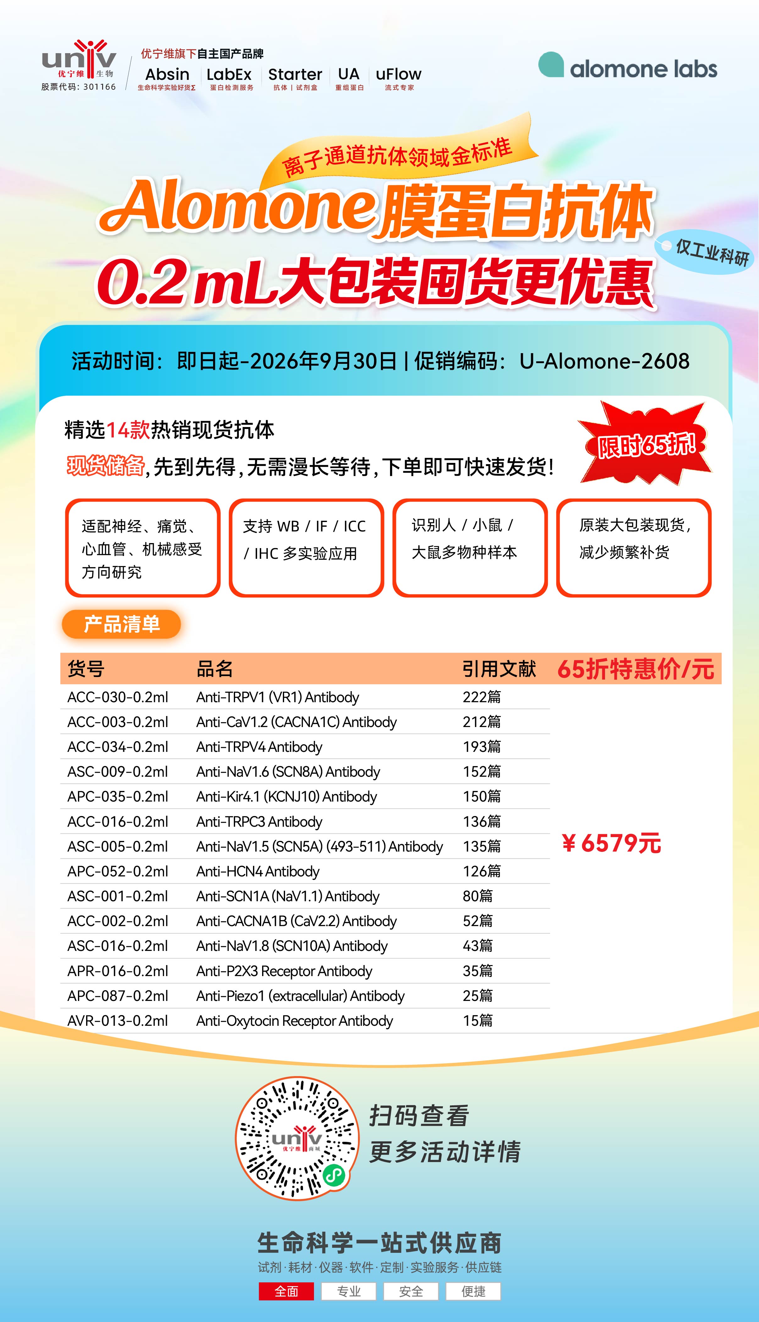 Alomone 膜蛋白抗体 0.2mL 大包装特惠开启 精选现货限时 65 折 Alomone 膜蛋白抗体 0.2mL 大包装特惠开启 精选现货限时 65 折